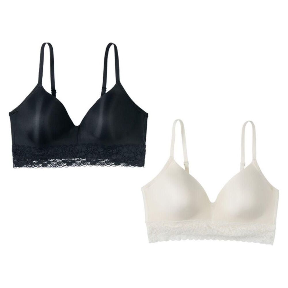 Serra Ladies 2pk Lace Bralette Black / White Padded Push Up M